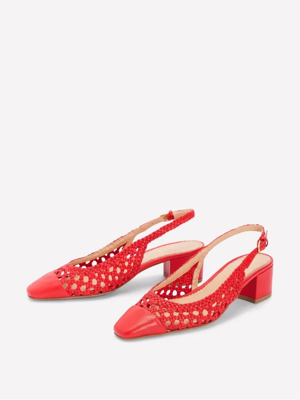 Alisa Red Woven Slingback Block Heel Women's Shoes Boden - Picture 4 of 6
